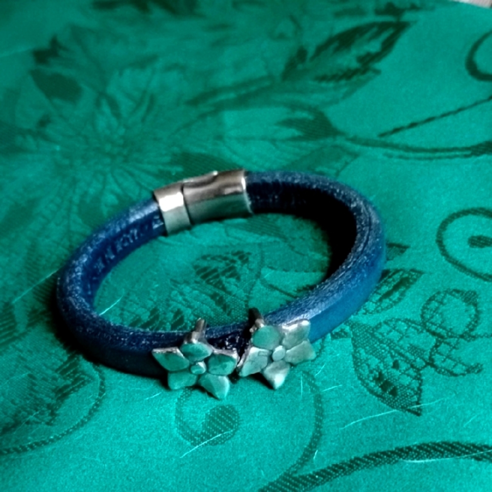 Hand Crafted Leather Bracelet With Magnetic Closure